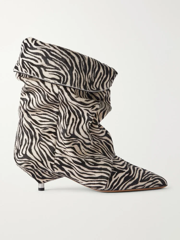 Edrik 40 zebra-print calf-hair ankle boots