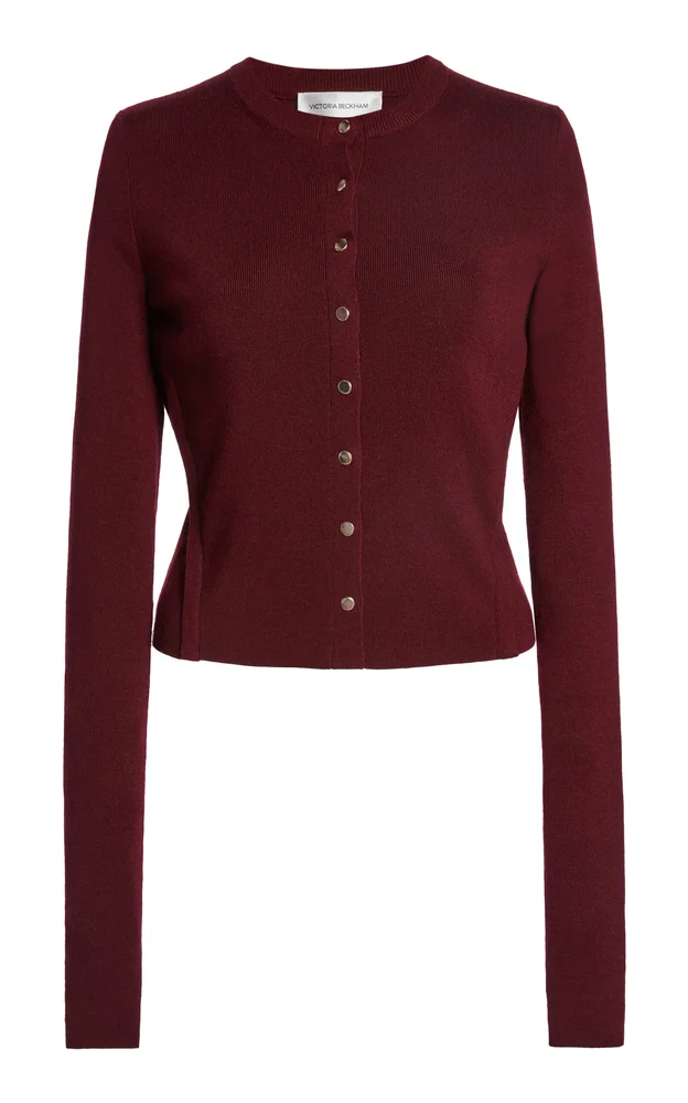 Cropped Stretch-Merino Wool Cardigan