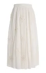 Fleur Floral-Appliquéd Cotton-Silk Maxi Skirt