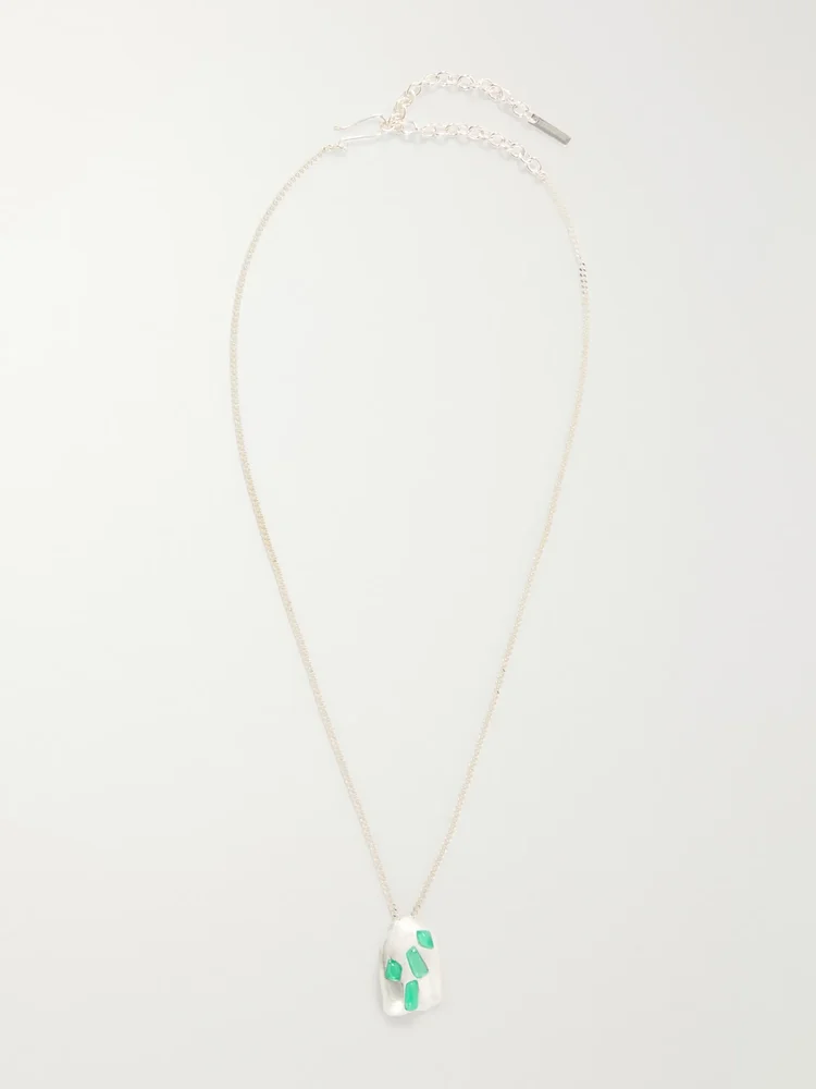 Cobblestones silver-plated resin pendant necklace