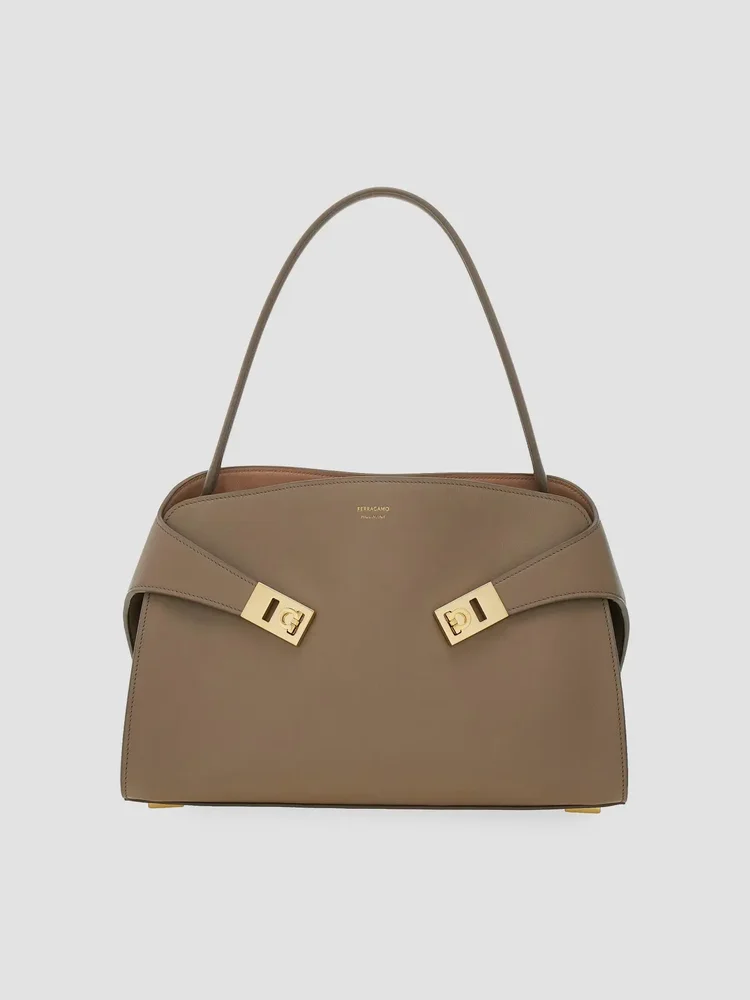 Hug Medium Gancini Leather Shoulder Bag