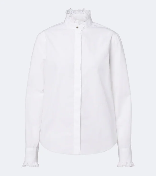 Logo ruffled cotton poplin shirt