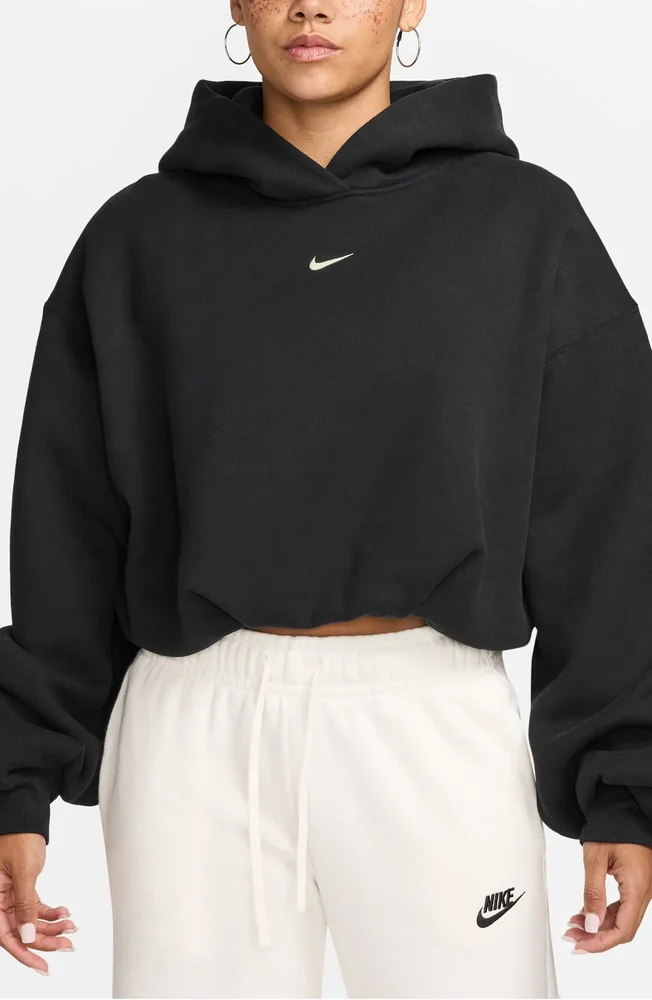 Sportswear Oversized Cropped Fleece Hoodie