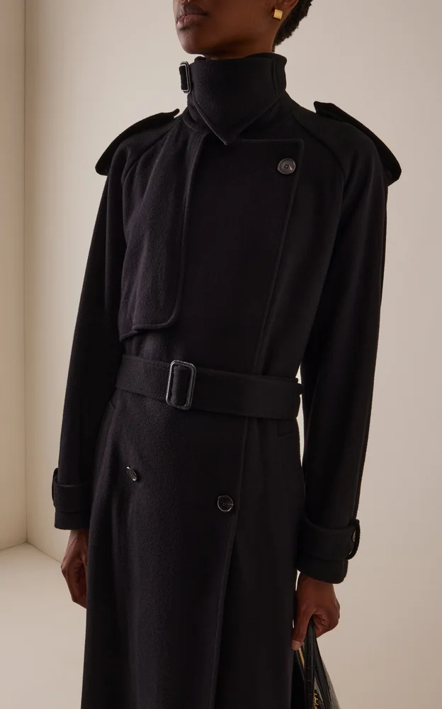 Belted Wool-Cashmere Trench Coat