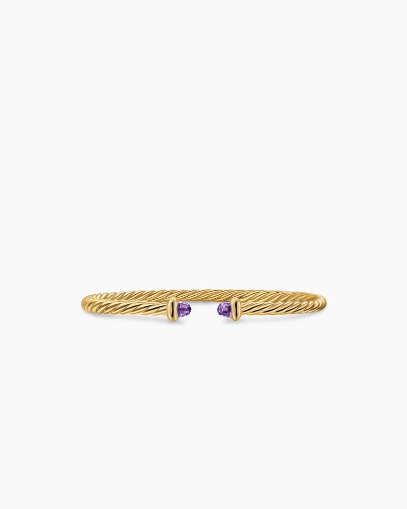 Davidyurman Micro Cable Flex Teen Bracelet in Sterling Silver with 14K Yellow Gold and Pearls, 2.6mm