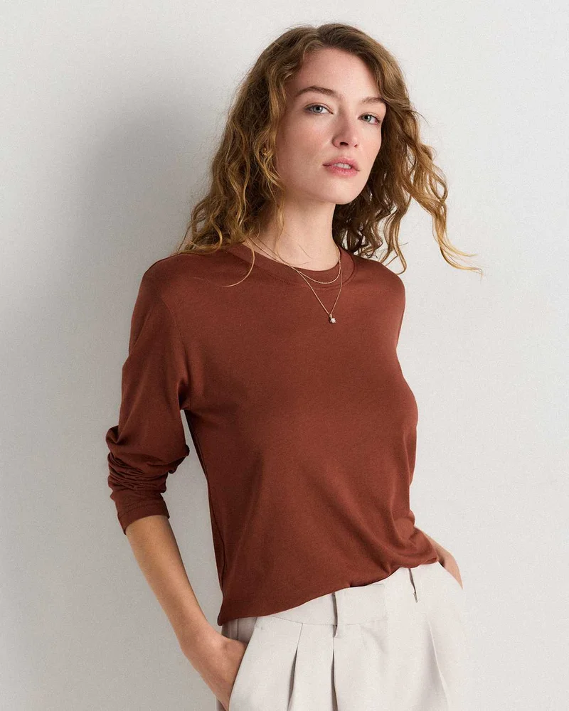 Cotton Modal Relaxed Long Sleeve Tee