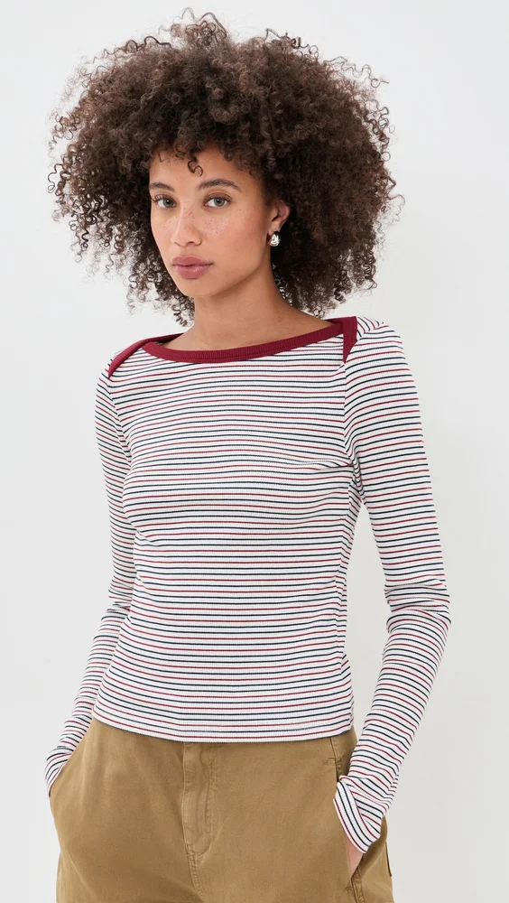The Essential Rib Stripe Bateau Tee