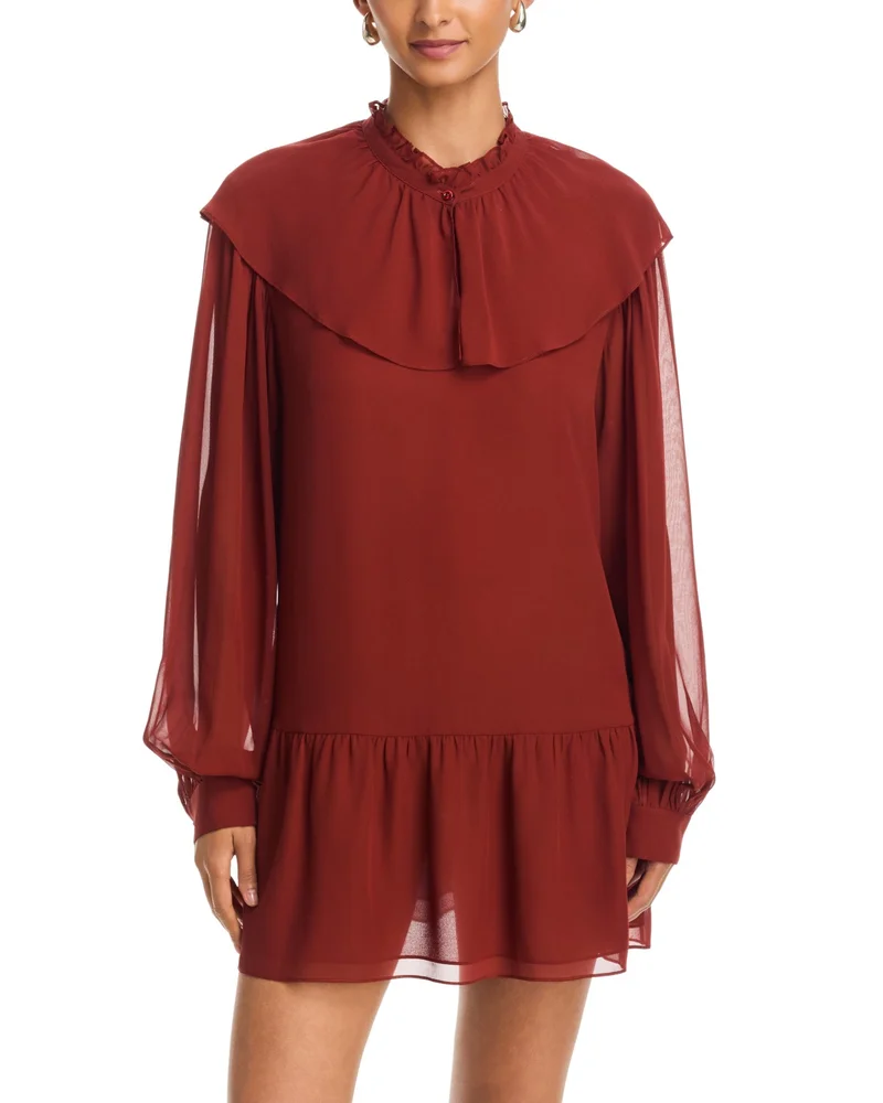 The Silk Soirée Ruffle Collar Dress