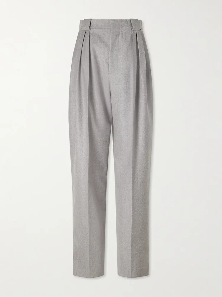Wool flannel straight-leg pants