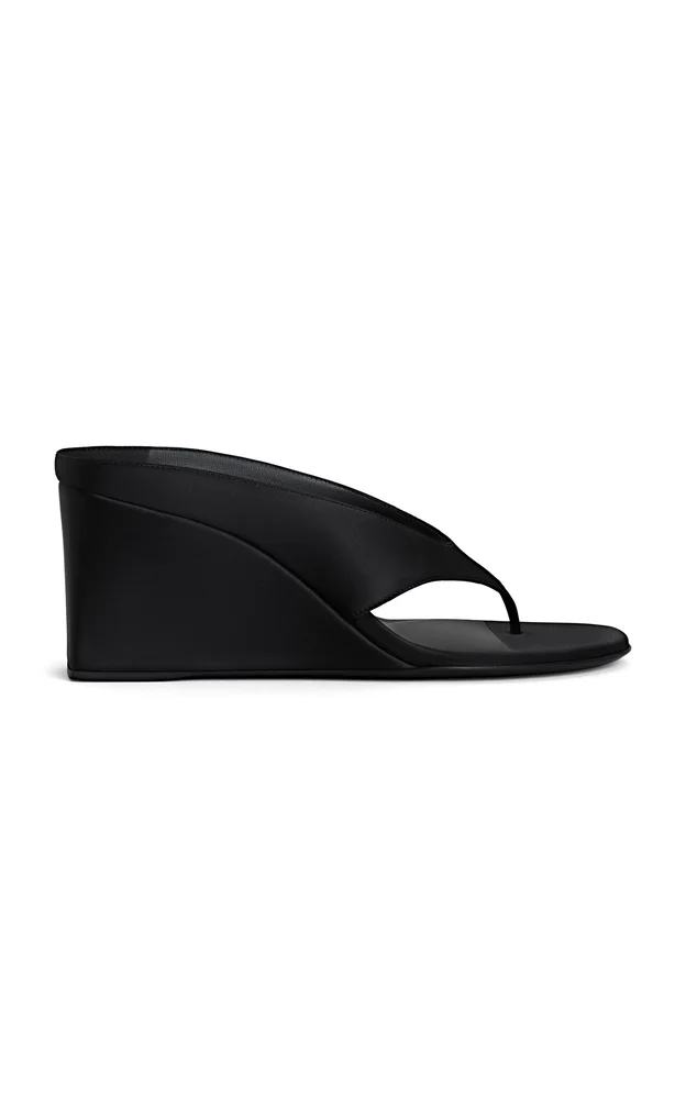 Satin Wedge Thong Mules