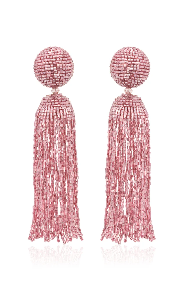 Metallic Beaded Tassel Earrings