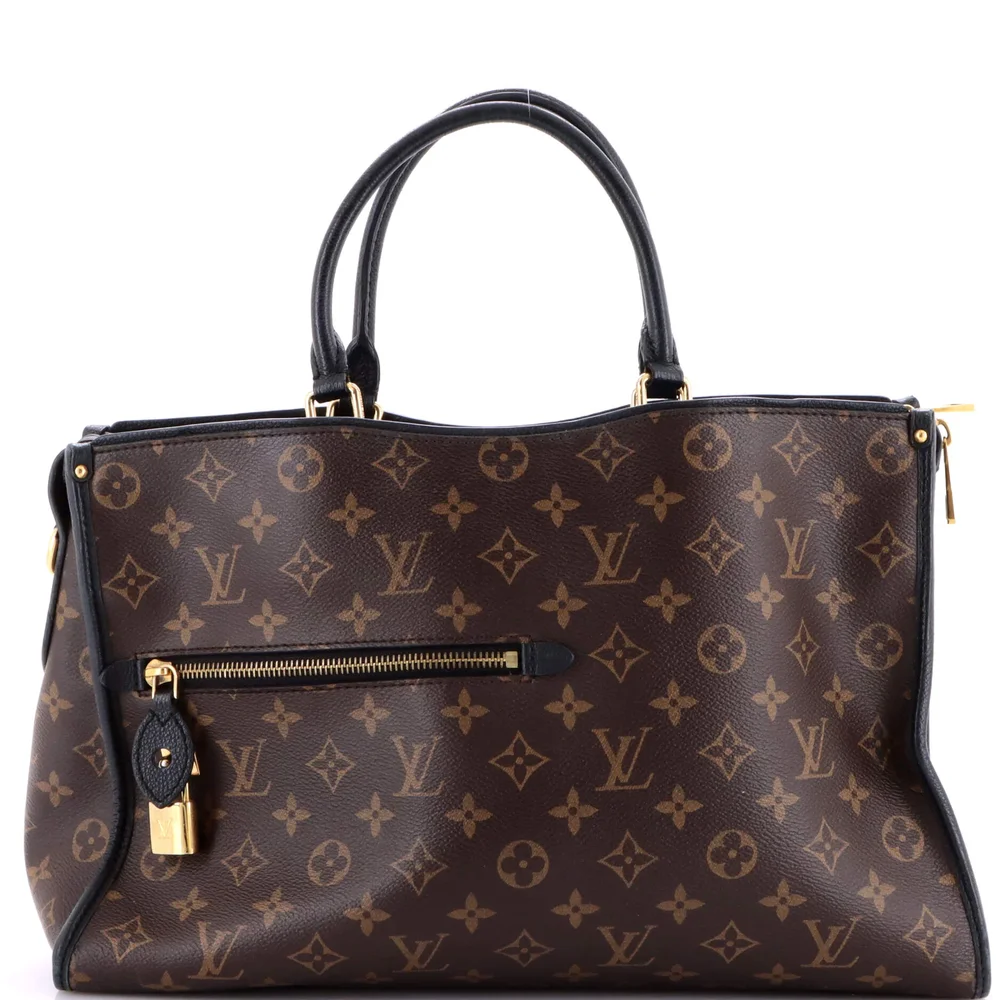 Popincourt NM Handbag Monogram Canvas with Leather MM, Black