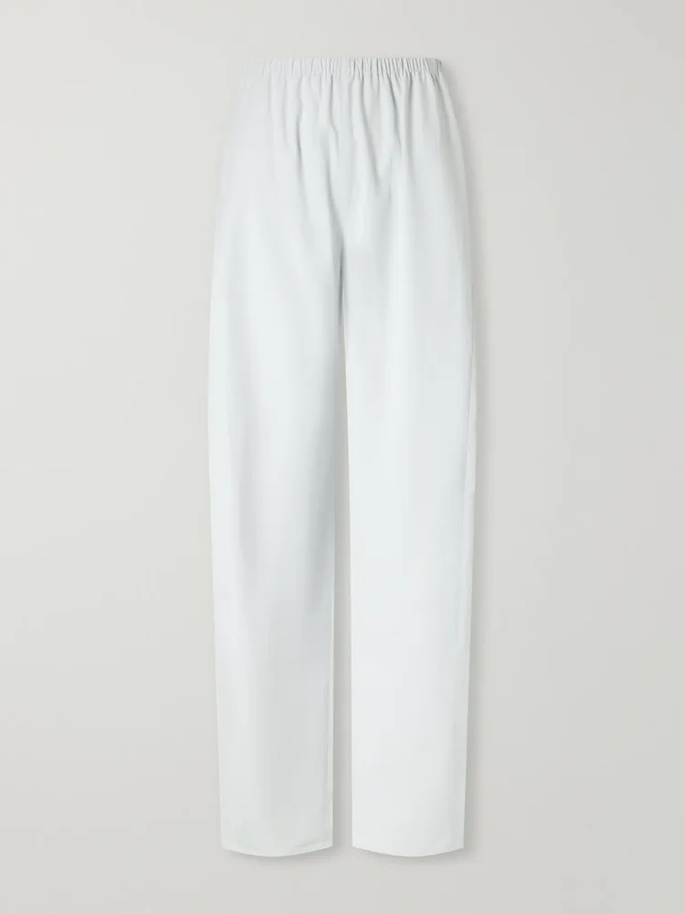 Cotton-poplin wide-leg pants