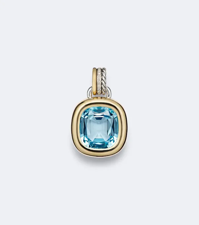 DY Mercer® 18kt gold and sterling silver pendant with topaz and diamonds