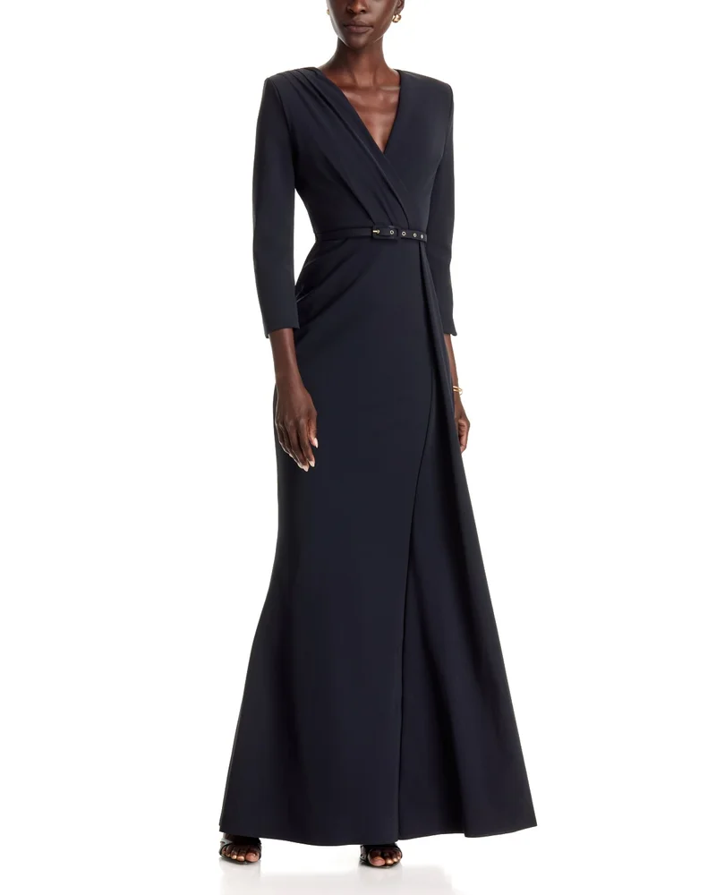 Avize Belted 3/4 Sleeve Gown