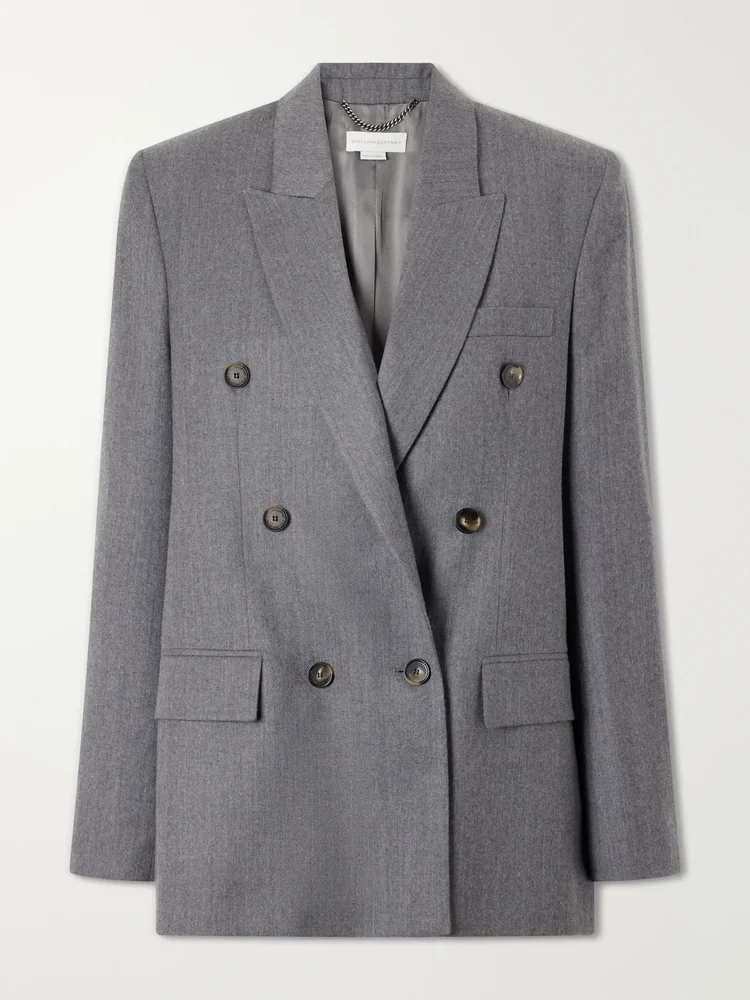 Doubled-breasted oversized wool blazer