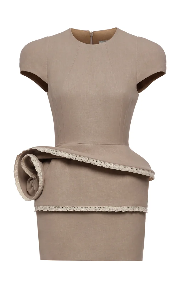 Folded Detail Linen Mini Dress