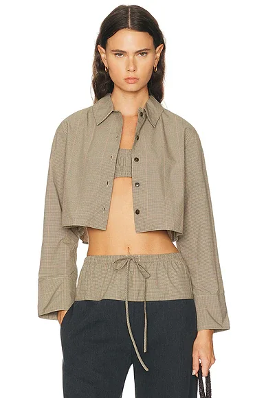 Cropped Oversized Button Down Top