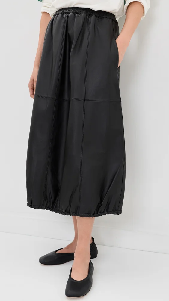 Caitlin Leather Midi Skirt