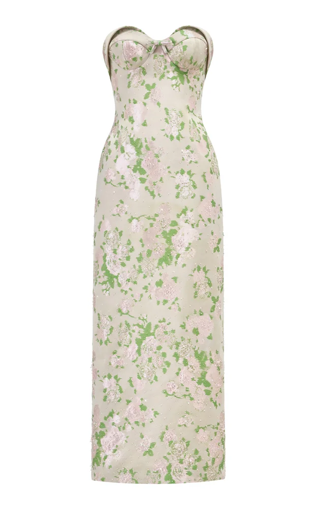 Silk-Blend Corset Midi Dress