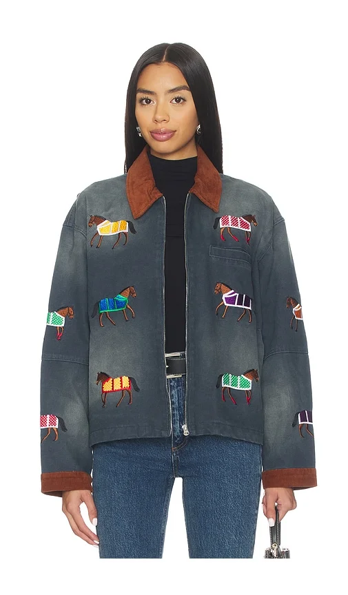 Lariat Horse Embroidered Work Jacket