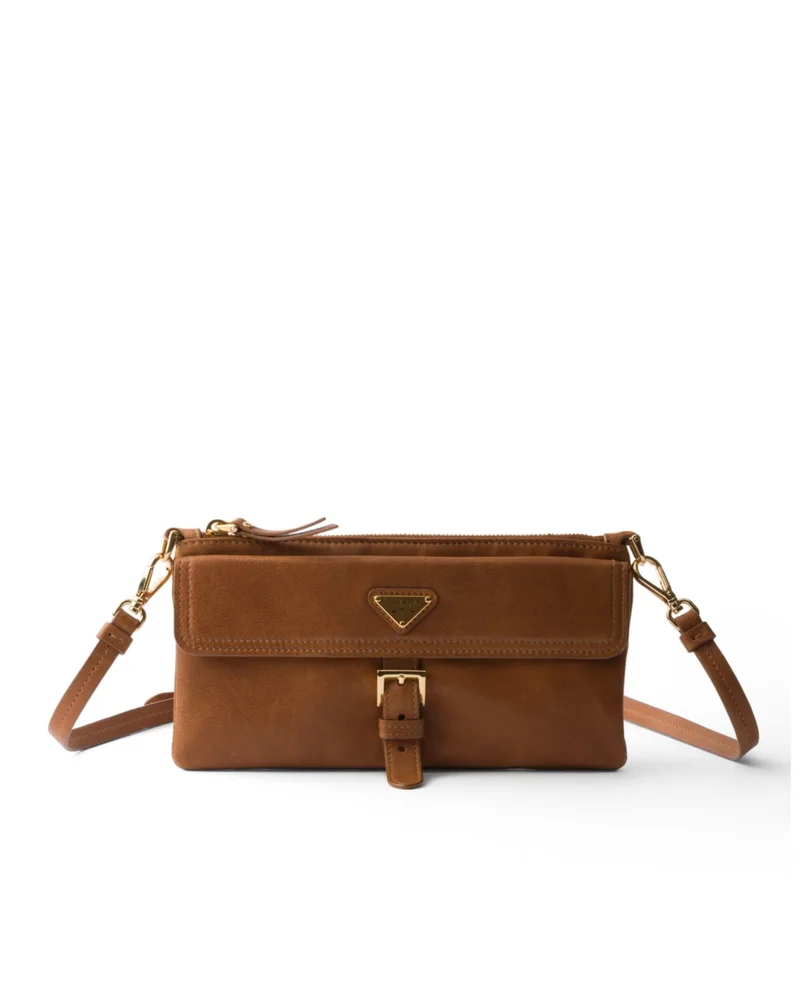Printed Saffiano Leather Wallet with Shoulder Strap
