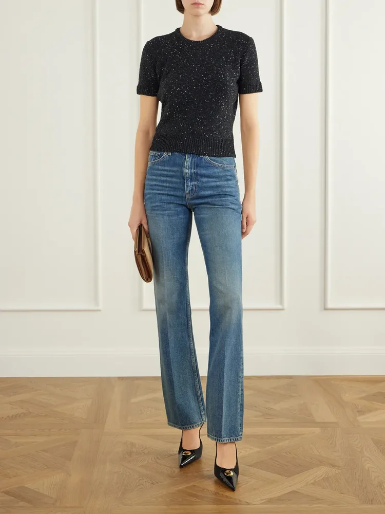 Sequined knitted shirt