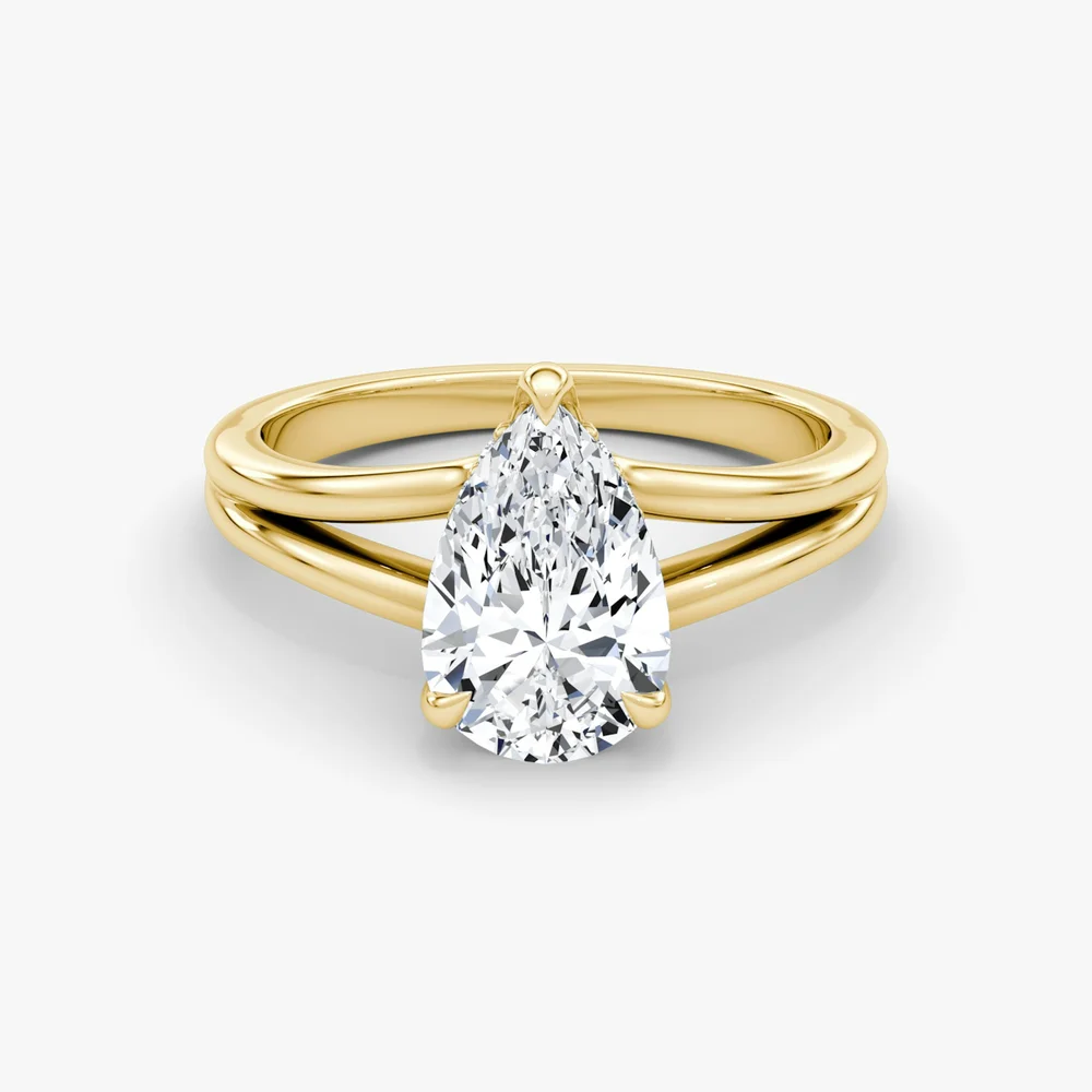 Floating Split Band Ring, Pear