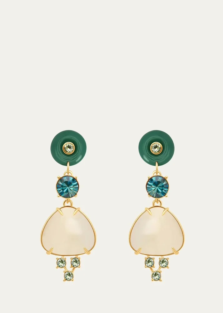 Cabochon Drop Crystal Earrings