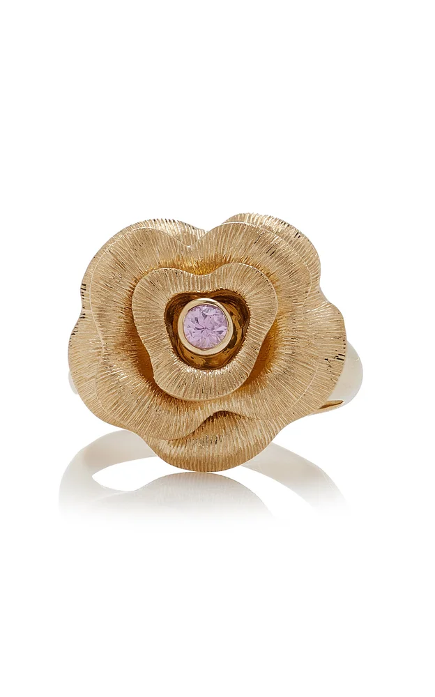 Large 14K Yellow Gold Sapphire Ring