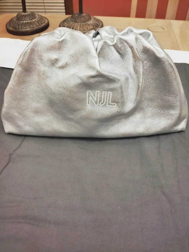 eBay Mark and Graham - Silver Metallic NJL Monogram Pouch Clutch (Z-171)