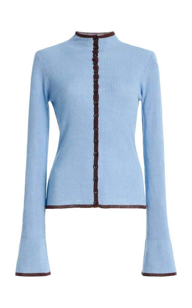 Bound Linen-Blend Knit Cardigan