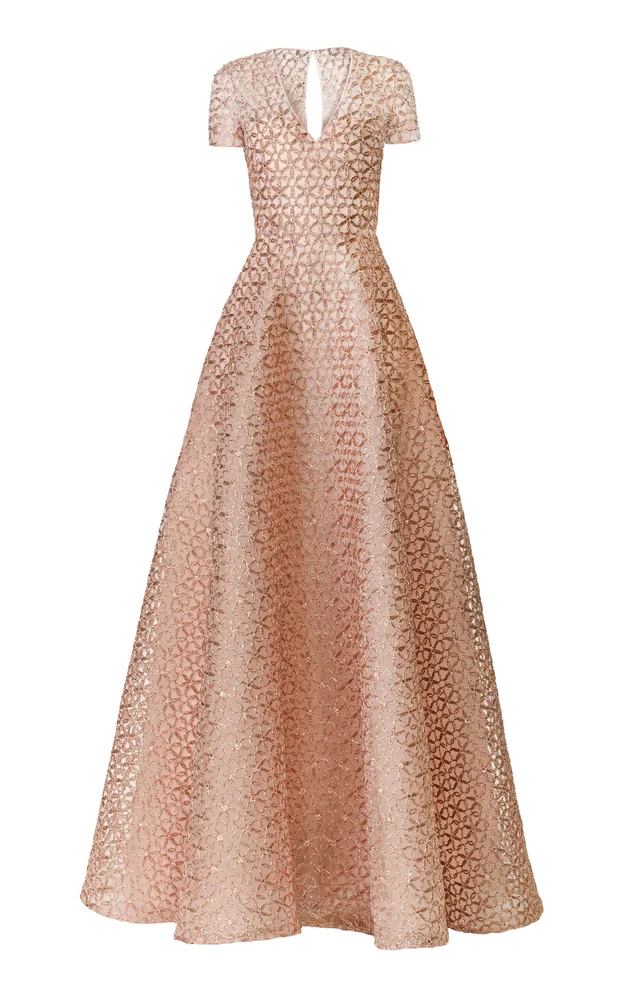 Abstract Metallic Raffia Gown