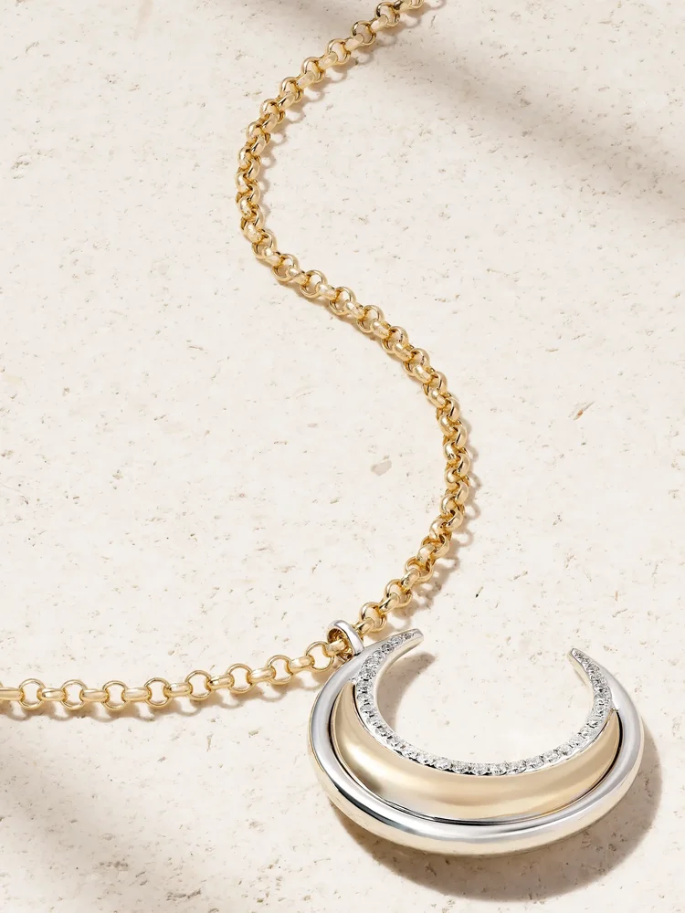 Moon Bloop 18-karat yellow and white gold diamond pendant