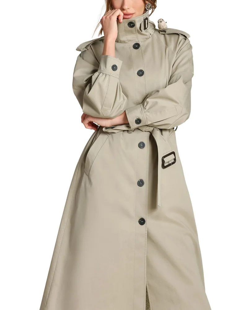 Funnel Neck Maxi Trench Jacket