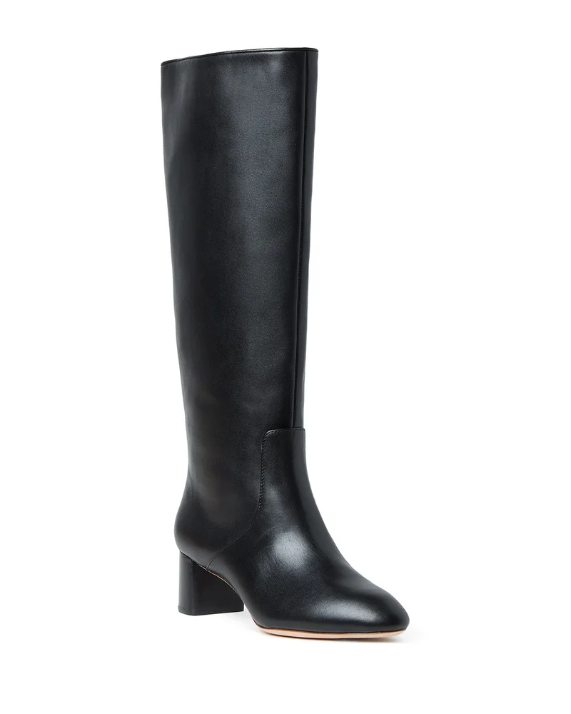 Women's Gia Pointed Toe Knee-High Leather Mid-Heel Boots