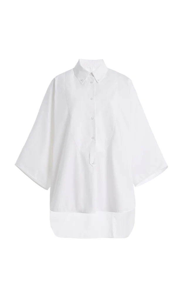 Long Cotton Poplin Tunic Top