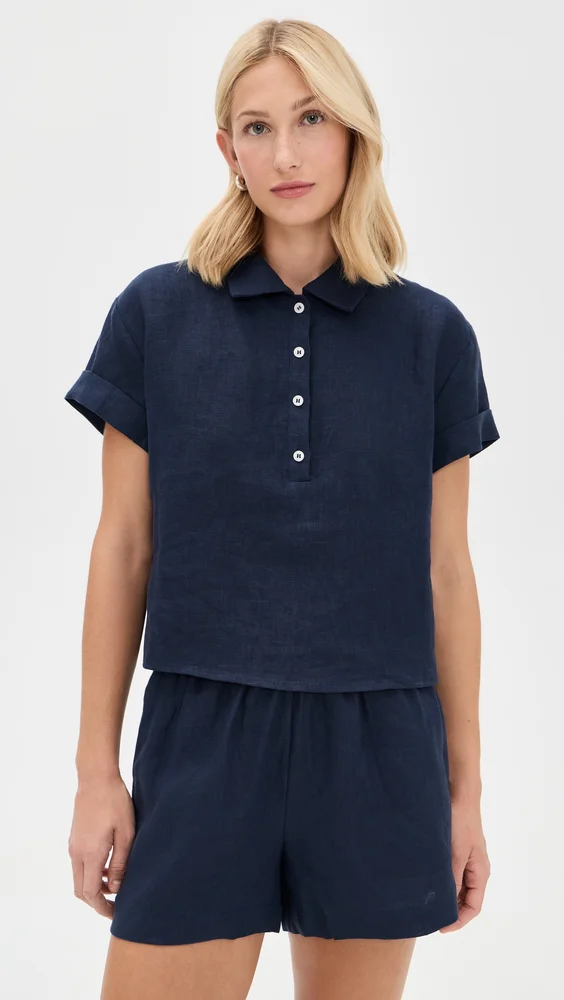 Tabitha Linen Button Down Collared Tee