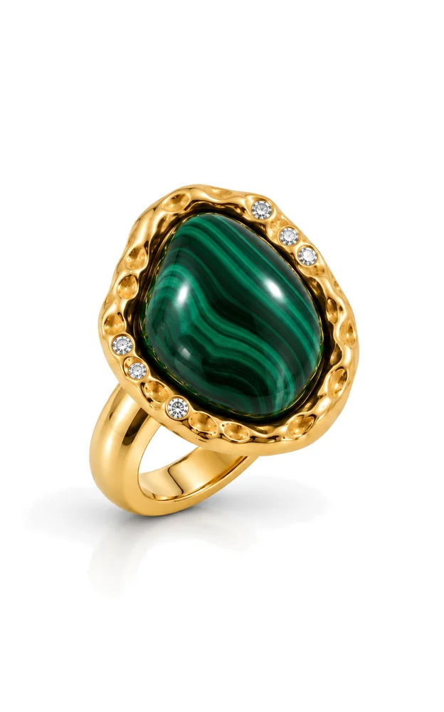 The Lola Ring In Gold With Malachite