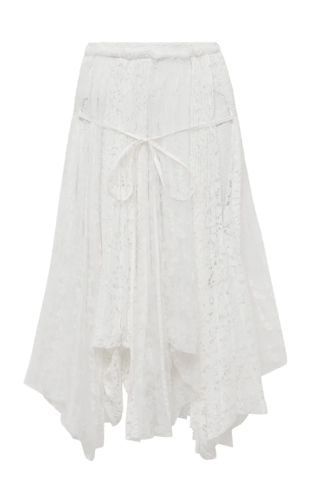 Mixed Lace Midi Drawstring Skirt