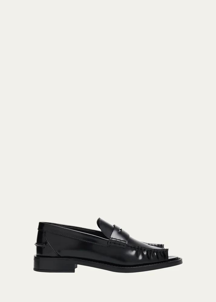 Leather Ruched Cutout Loafers