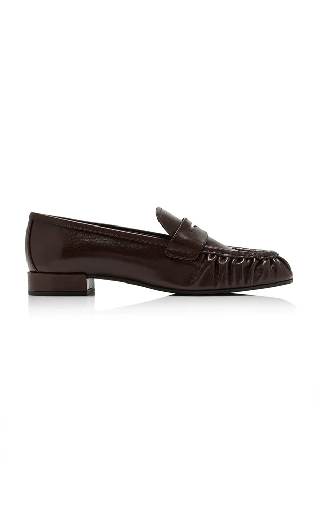 Ruched Leather Loafers