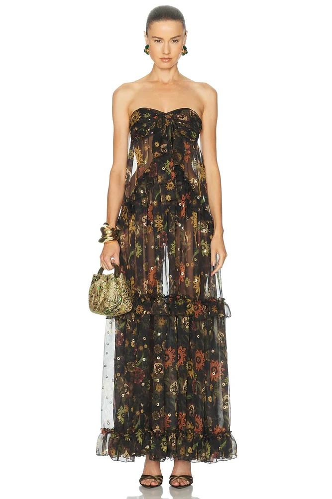 Josiane Sheer Ruffled Maxi Dress