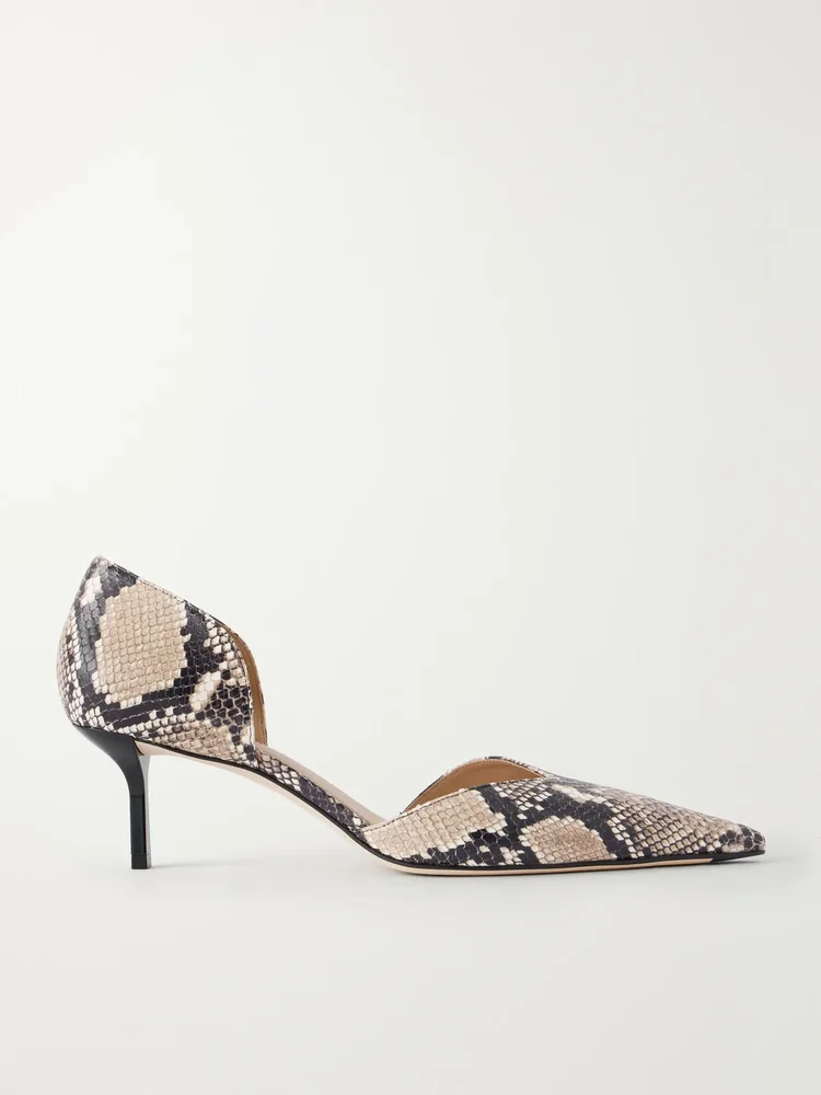 Angle d'Orsay 55 snake-effect leather pumps