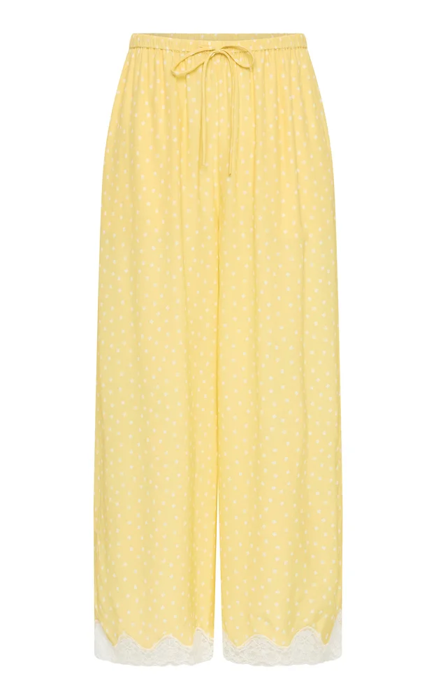 Blake Mid-Rise Wide-Leg Lace-Trimmed Cropped Pants