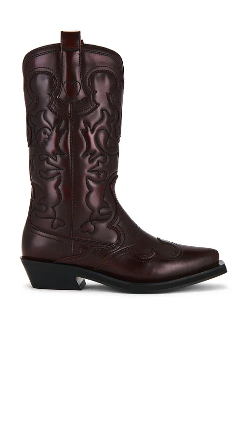 Embroidered Western Boot Ganni