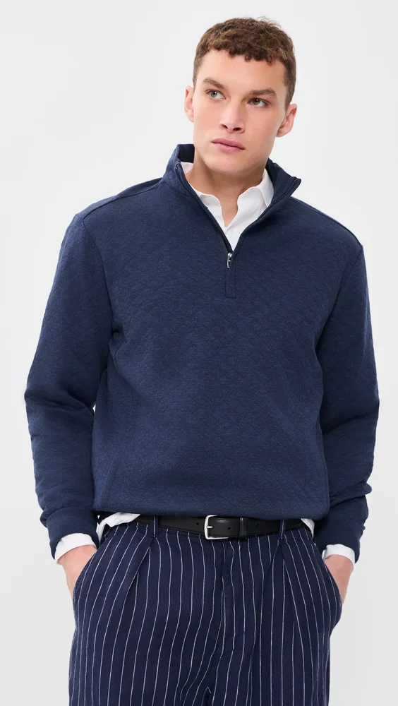 Quilted Double Knit Quarter Zip