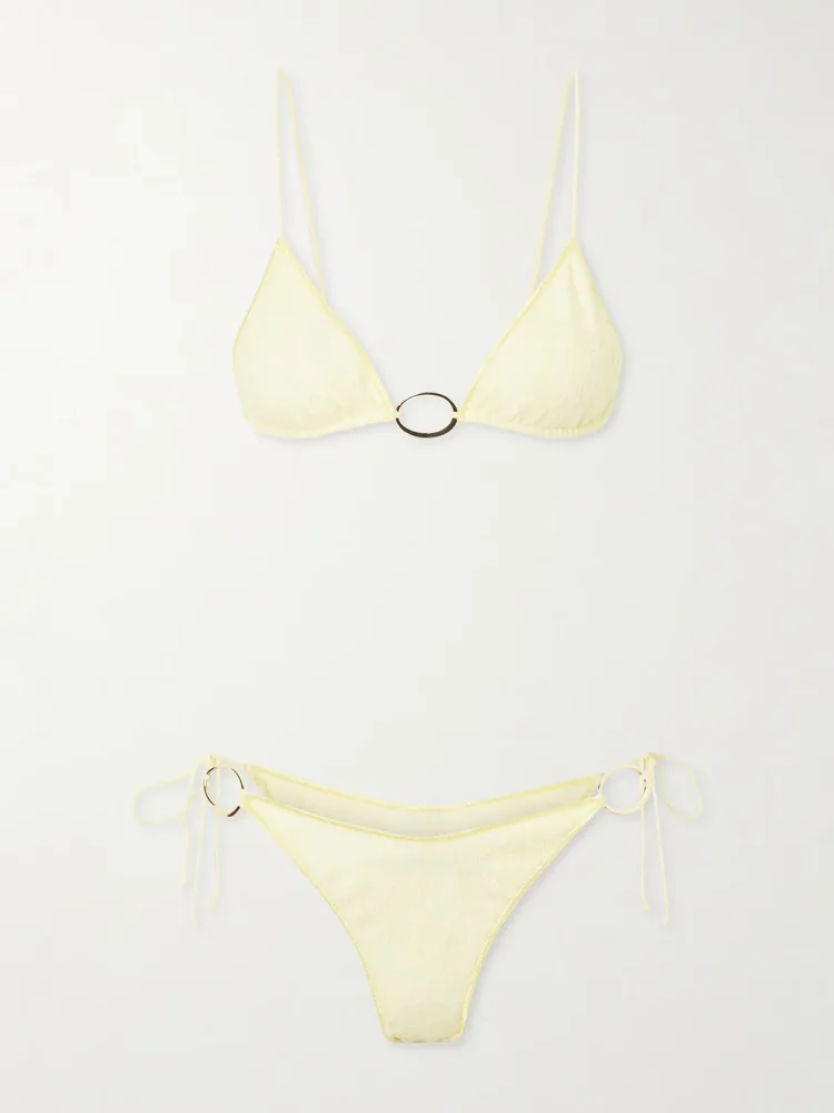 Lurex-trimmed lace bikini