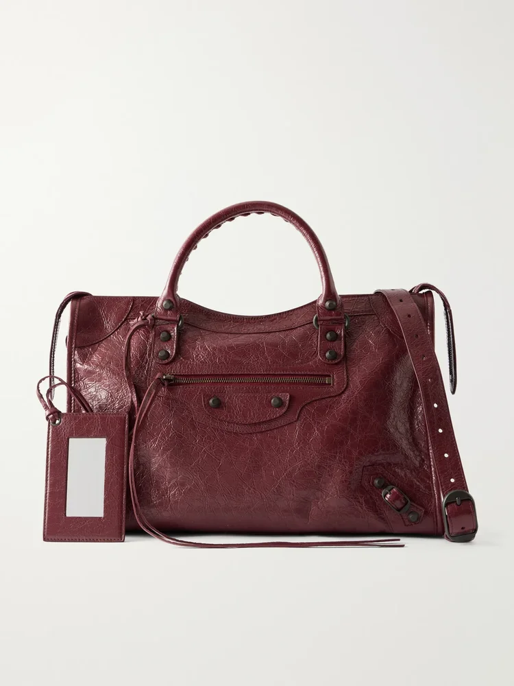 Le City crinkled-leather shoulder bag