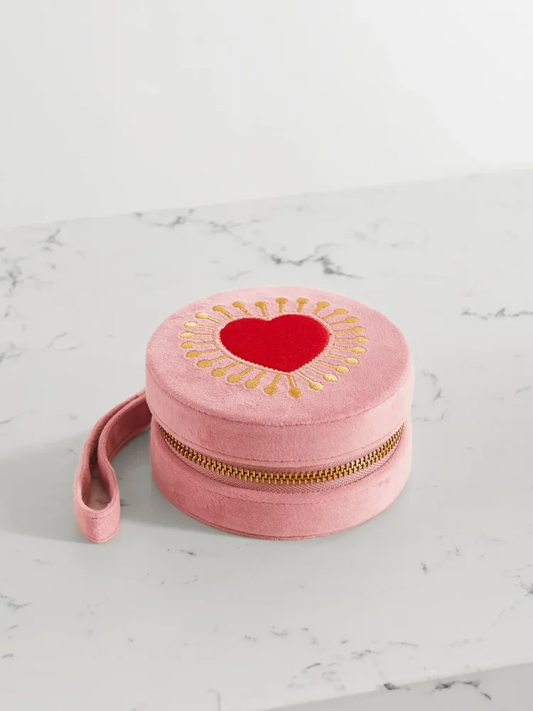 Sacred Heart embroidered velvet jewelry box